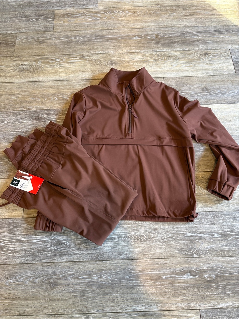 NWT MEMBERS MARK Brown Athletic Pullover and Jogger Set